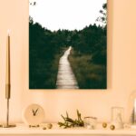 Ağaçlarla Çevrili Yol Tablosu - Manzara tablosu - Cam Tablo