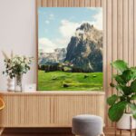 Langkofel Dağları Tablosu - Manzara tablosu - Cam Tablo